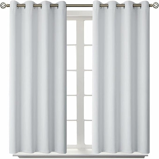 BGment Room Darkening Curtains 54 Inches Long - Grommet Thermal Insulated Drapes Window Treatment Curtains for Bedroom, 2 Panels, 52 x 54 Inch, Greyish White