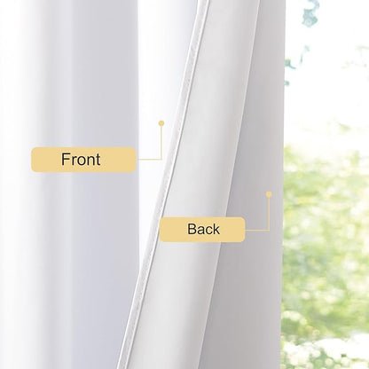 NICETOWN White Full Blackout Bathroom Curtains 50 inches Long, Grommet Thermal Window Treatment 100% Blackout Curtains for Kitchen/Bedroom, 2 Panels, W34 x L50