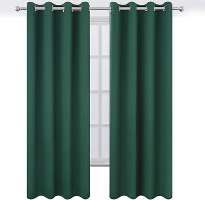 LEMOMO Blackout Curtains 52 x 120 Inch Long Dark Green Curtains Set of 2 Panels Room Darkening Curtains for Bedroom and Living Room