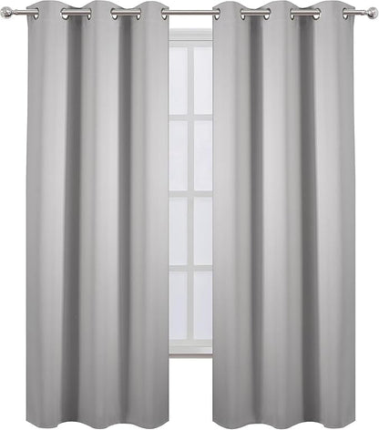 LEMOMO Blackout Curtains 38 x 84 inch/Light Grey Curtains Set of 2 Panels/Thermal Insulated Room Darkening Bedroom Curtains