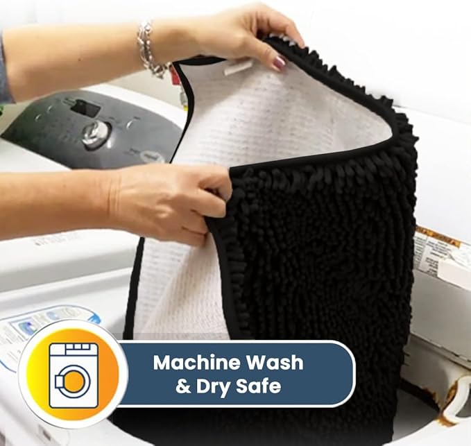 Muddy Mat® | Super Absorbent Door Mat Indoor, Microfiber Quick Dry Chenille Entryway Rug, Non-Slip Front Door Mat, Indoor Mats for Entryway, Machine Washable Pet Rug, Black XXXL 72"X48"
