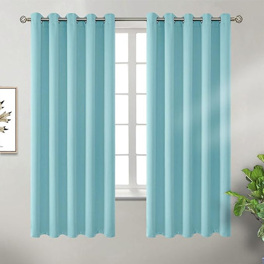 BGment Blackout Curtains - Grommet Thermal Insulated Room Darkening Bedroom and Living Room Curtains, Set of 2 Panels (70 x 63 Inch, Baby Blue)