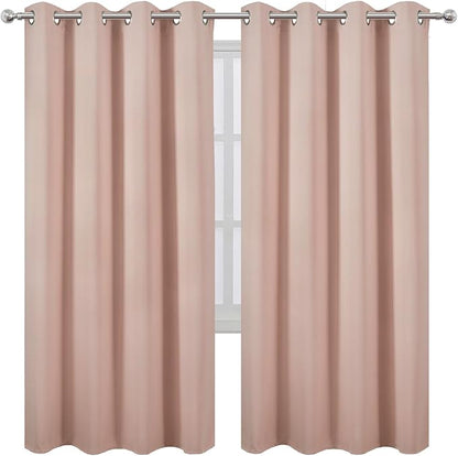 LEMOMO Blush Thermal Blackout Curtains/52 x 72 Inch/Set of 2 Panels Room Darkening Curtains for Bedroom
