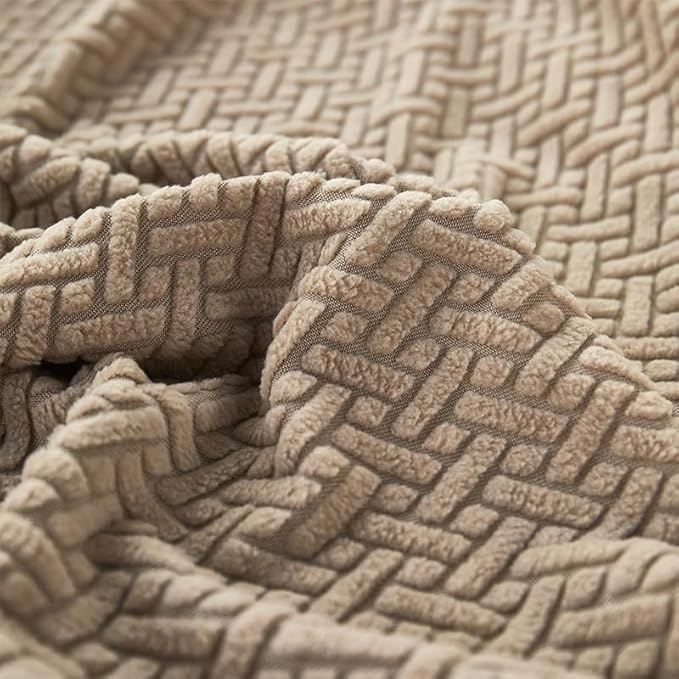 Couch Covers for 2 Cushion Sofa Pet Friendly Couch Cushion Covers Universal Sofa Covers Washable Stretch Slipcovers for Sectional Sofa (Texture Light Coffee,Large Double Seat Cover)