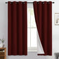 Yakamok 100% Blackout Curtain Panels 63 inches Cold and Light Blocking Drapes for Nursery, 2 Thick Layers Thermal Insulated Draperies (2 Pieces, 50 Wide Each Panel, Burgundy Red/White Backing)