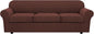 H.VERSAILTEX 4 Piece Stretch Sofa Covers for 3 Cushion Couch Covers for Living Room Furniture Slipcovers (Base Cover Plus 3 Seat Cushion Covers) Thicker Jacquard Fabric (Large Sofa, Burnt Brick)