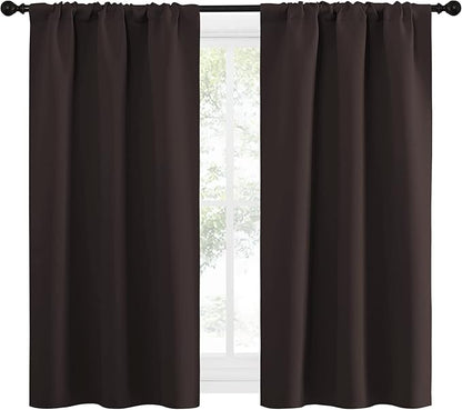 NICETOWN Kitchen Curtains Thermal Insulated Curtains & Drapes, Small Window Blackout Curtain Panels for Girls Room (Toffee Brown, 34" Wide x 54" Long, 2 Panels)
