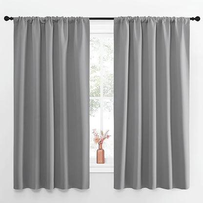 NICETOWN Blackout Curtain Panels for Window - Energy Efficient & Noise Reducing Thermal Insulated Rod Pocket Blackout Drapes/Draperies for Living Room (Silver Grey, 2 Panels, W52 inches x L63 inches)