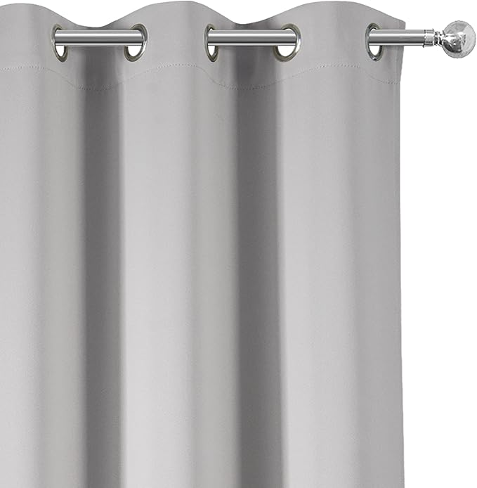 LEMOMO Light Grey Blackout Curtains 34 x 63 Inch Length/Set of 2 Curtain Panels/Thermal Insulated Room Darkening Blackout Curtains for Bedroom