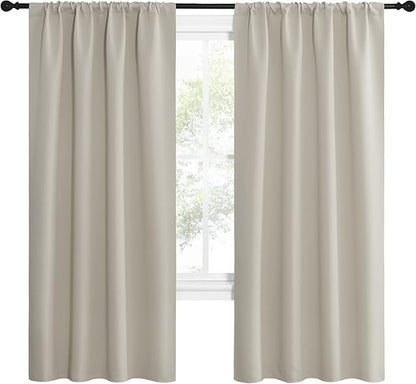 NICETOWN Blackout Curtains for Living Curtains, Room Darkening Window Curtain Panels, Easy-Care Solid Thermal Insulated Draperies/Drapes for Daughter Room (Natural, 2 Panels, 42 by 72)