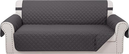 Reversible 4 Seater Sofa Cover 91 Inch Large Couch Cover Furniture Protector(Sofa XX-Large,Dark Grey/Dark Grey)