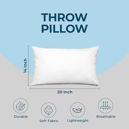 Utopia Bedding Throw Pillows (Set of 4, White) – 14 x 20 Inches Down Alternative Pillows for Bed, Sofa, and Couch - Fluffy Decorative Stuffer Pillow for Indoors & Outdoors