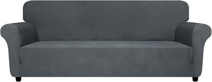 ZNSAYOTX Oversized Super Stretch Couch Cover (92"-115"), New Striped Sofa Covers Comfortable & Durable, Dog Cat Pets Friendly Extra Large Spandex Sofa Slipcovers (Dark Grey, XL Sofa)