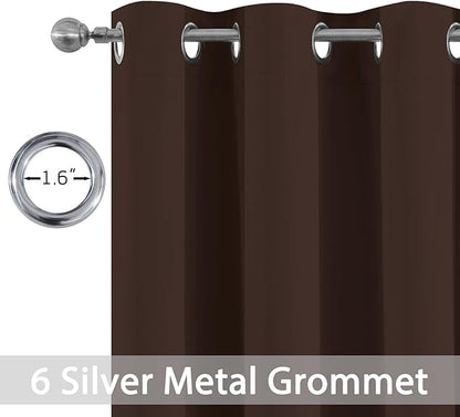 Yakamok Premium Room Darkening Thermal Insulated Curtains for Bedroom/Living Room - Classic Grommet Top (2 Panels, Chocolate Brown, 38 Inch by 72 Inch)