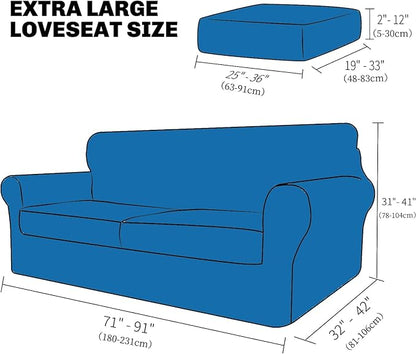 XINEAGE 2026 New 3 Pieces Couch Covers for 2 Extra Large Cushion Sofa Super Stretch Sofa Cover for 2 Large Seat Universal Loveseat Slip Cover for Living Room (Silver Grey), 71"-91"(2 Cushions)