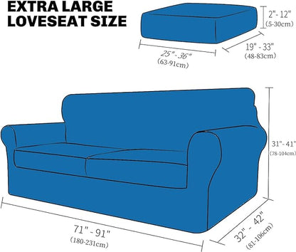 XINEAGE New 3 Pieces Couch Covers for 2 Extra Large Cushion Sofa Super Stretch Sofa Cover for 2 Large Seat Universal Loveseat Slip Cover for Living Room (Blackish Green), 71"-91"(2 Cushions)