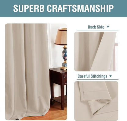 H.VERSAILTEX Blackout Curtain for Living Room Thermal Insulated Window Treatment Curtain Extra Long 96 inch Length Energy Saving Solid Grommet Top Blackout Drape, One Panel, Fog, 52" W x 96" L