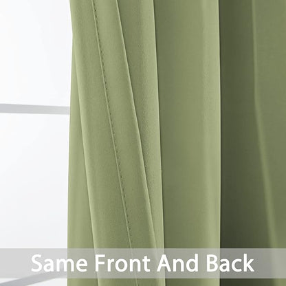 Yakamok Blackout Curtains for Bedroom,Thermal Insulated Blackout Grommet Top Drapes for Living Room,Sage Green,52x84 Inch, 2 Panels