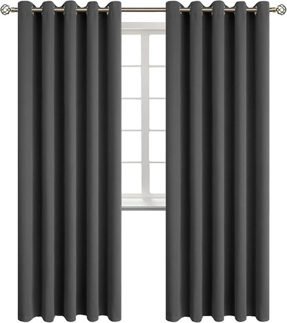 BGment Blackout Curtains for Bedroom - Grommet Thermal Insulated Room Darkening Curtains for Living Room, Set of 2 Panels (70 x 84 Inch, Dark Grey)