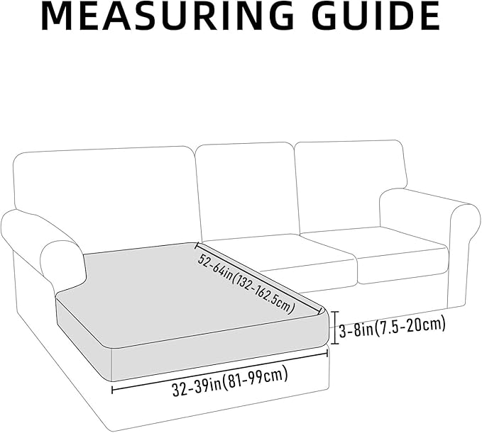 hyha Waterproof Couch Cushion Covers, Sectional Sofa Cushion Slipcovers L Shape, Thick Stretch Jacquard Fabric, Washable Chaise Lounge Cover with Elastic Bottom (1 Piece for Chaise, Brown)