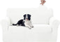 U-NICE HOME Oversized Stretch Loveseat Couch Cover Sofa Covers Washable Sofa Slipcover Furniture Protector for 2 Cushion Couch Sofa Pet Friendly, Ivory White