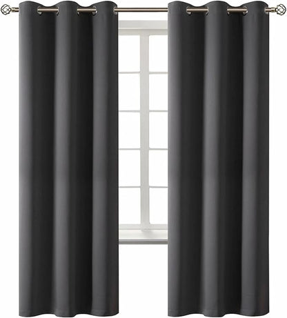 BGment Blackout Curtains - Grommet Thermal Insulated Room Darkening Bedroom and Living Room Curtain, Set of 2 Panels (42 x 72 Inch, Dark Grey)