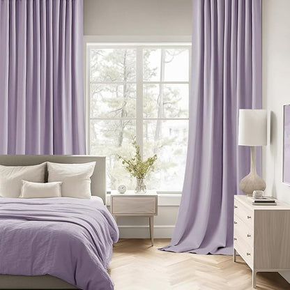 MIULEE Lilac Back Tab Blackout Curtains 72 Inches Long 2 Panels Set for Living Room Bedroom Privacy, Rod Pocket/Pinch Pleat Thermal Insulated Room Darkening Pleated Light Blocking Drapes