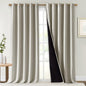 NICETOWN Full Shading Curtains for Windows, Super Heavy-Duty Black Lined Blackout Curtains for Bedroom, Privacy Assured Window Treatment (Natural, Pack of 2, 70 inches W x 95 inches L)