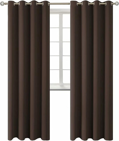 BGment Blackout Curtains for Living Room - Grommet Thermal Insulated Room Darkening Curtains for Bedroom, Set of 2 Panels (52 x 84 Inch, Brown)