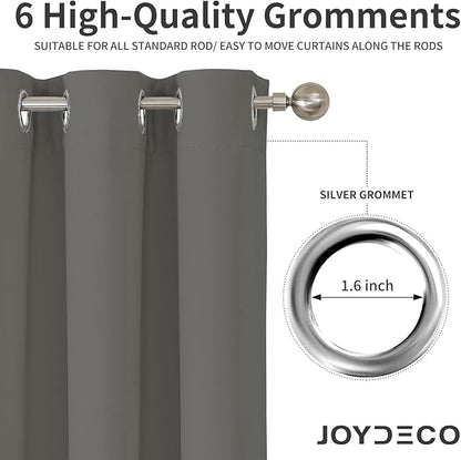 Joydeco Blackout Curtains 90 Inches Long 2 Panels Set, Thermal Insulated Long Curtains& Drapes 2 Burg, Room Darkening Drapes for Bedroom Living Roomw (Light Grey, W37 x L90 Inch)