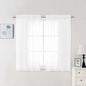 Chyhomenyc White Sheer Curtains 48 Inch Long, Light Filtering Solid Color Bedroom Window Sheer Curtain Panels, Elegant Short Curtains & Drapes for Living Room, 42Wx48L, 2 Panels