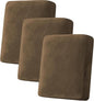 H.VERSAILTEX Velvet Stretch Couch Cushion Cover Plush Cushion Slipcover for Chair Loveseat Sofa Cushion Furniture Protector Seat Cushion Sofa Cover (3 Piece Sofa Cushion Covers, Bronze Brown)