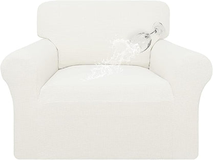 Easy-Going 100% Waterproof Oversized Chair Couch Cover, Dual Waterproof Sofa Cover, Stretch Jacquard Sofa Slipcover, Leakproof Furniture Protector for Kids, Pets, Dog and Cat, Cream