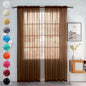 youleyar Solid Sheer Rod Pocket Curtain Voile Draperies 2 Panels White Beige Black Grey Coffee 52 Inch Width 72 Inch Long 1 Pair for Kitchen Bedroom Children Living Room Yard (Brown,52Wｘ72L)