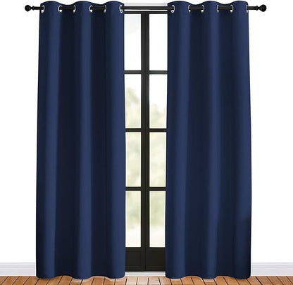 NICETOWN Blackout Curtain Panels, Navy, 1 Pair, 42 by 80-inch, Window Treatment Energy Saving Thermal Insulated Solid Grommet Blackout Drapes/Draperies