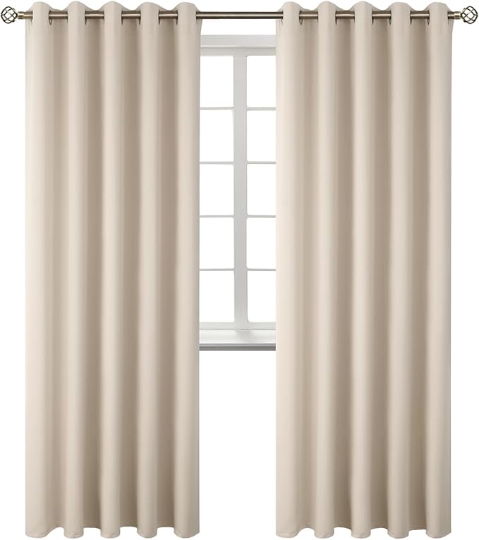 BGment Blackout Curtains - Grommet Thermal Insulated Room Darkening Bedroom and Living Room Curtains, Set of 2 Panels (70 x 84 Inch, Champagne)
