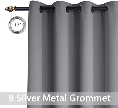 Yakamok Gray Blackout Curtain Panels 84 inches - Light Reducing Thermal Insulated Solid Grommet Blackout Curtains/Panels/Drapes for Living Room 1 Panel, 52 inches by 84 Inch, Grey
