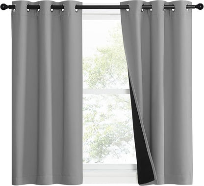 NICETOWN Full Shade Curtain Panels, Pair of Energy Smart & Noise Blocking Out Blackout Drapes for Dining Room Window, Thermal Insulated Guest Room Lined Window Dressing(Silver Grey, 37 x 50 inch)