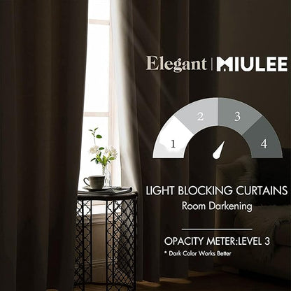 MIULEE Room Darkening Curtains Thermal Insulated Drapes Solid Window Treatment Set Grommet Top Light Blocking Blackout Curtain for Living Room/Bedroom 2 Panels 52 x 84 inch Length Natural