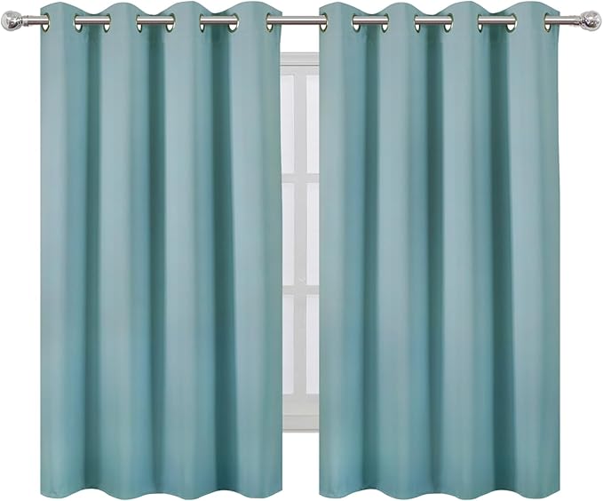 LEMOMO Stone Blue Thermal Blackout Curtains/52 x 54 Inch/Set of 2 Panels Room Darkening Curtains for Bedroom