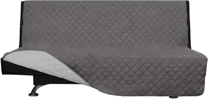 Easy-Going Futon Sofa Slipcover Reversible Sofa Cover Armless Cover Furniture Protector Couch Cover Water Resistant Pets, Kids, Children, Dog, Cat Gray/Light Gray