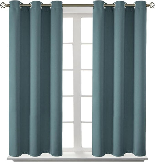 BGment Room Darkening Curtains 45 Inches Long - Grommet Thermal Insulated Drapes Window Treatment Curtains for Bedroom, 2 Panels, 38 x 45 Inch, Stone Blue