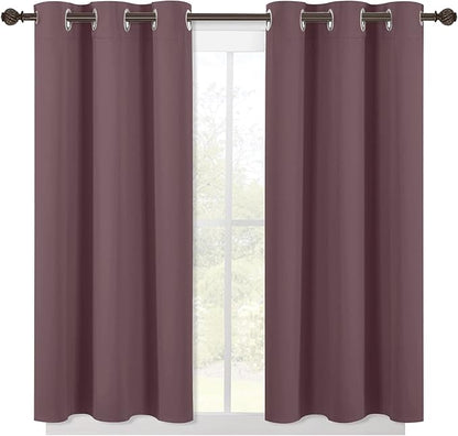 NICETOWN Modern Blackout Curtains Noise Reducing, Thermal Insulated and Privacy Room Darkening Drape Panels for Boy's Guest Room Door Small Short Window (Dry Rose, 2 Panels, W42 x L54 -Inch)