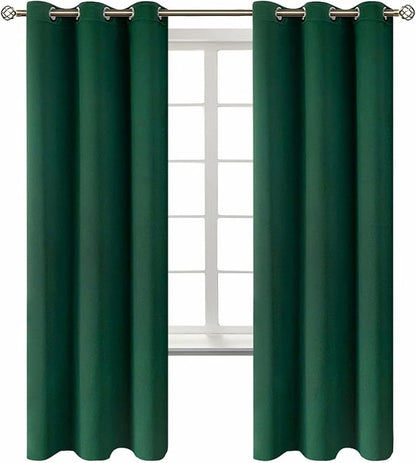 BGment Blackout Curtains for Kids Bedroom - Grommet Thermal Insulated Room Darkening Curtains for Living Room, Set of 2 Panels (42 x 72 Inch, Emerald)