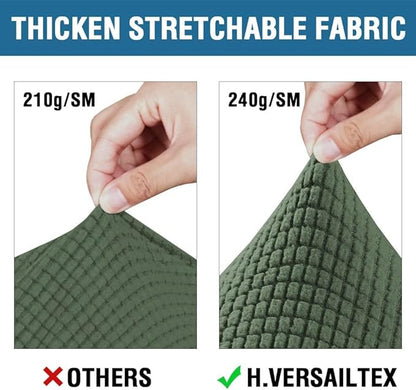 H.VERSAILTEX 4 Piece Stretch Sofa Covers for 3 Cushion Couch Covers for Living Room Furniture Slipcovers (Base Cover Plus 3 Seat Cushion Covers) Thicker Jacquard Fabric (Large Sofa, Bronze Green)