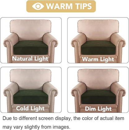 H.VERSAILTEX Velvet Stretch Couch Cushion Cover Plush Cushion Slipcover for Chair Cushion Furniture Protector Seat Cushion Sofa Cover (1 Piece Armchair Cushion Covers, Olive)