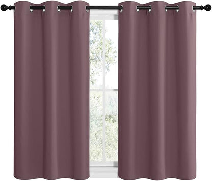 NICETOWN Modern Blackout Curtains Noise Reducing, Thermal Insulated and Privacy Room Darkening Drape Panels for Boy's Guest Room Door Small Short Window (Dry Rose, 2 Panels, W42 x L40 -Inch)