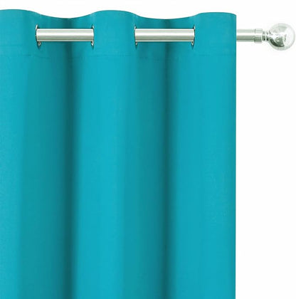 LEMOMO Blackout Curtains 66 x 54 Inch Long Teal Curtains Set of 2 Panels Room Darkening Curtains for Bedroom and Living Room