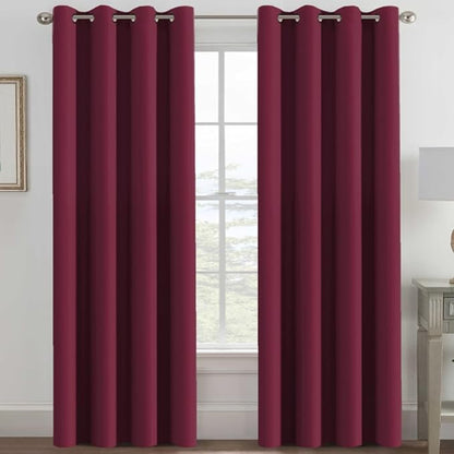 H.VERSAILTEX Light Blocking Blackout Curtains Window Treatment Thermal Insulated Grommet Energy Saving Curtains/Drapes for Bedroom/Living Room (52 x 102 Inch, Burgundy Red)