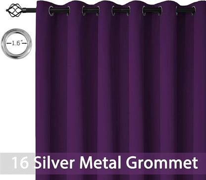Yakamok Extra Wide Blackout Curtain for Sliding Glass Door, Grommet Thermal Insulated Room Divider Curtain 100W x 84L inch, Room Darkening Patio Curtain,8.3ft Wide x 7ft Tall, 1 Panel,Purple